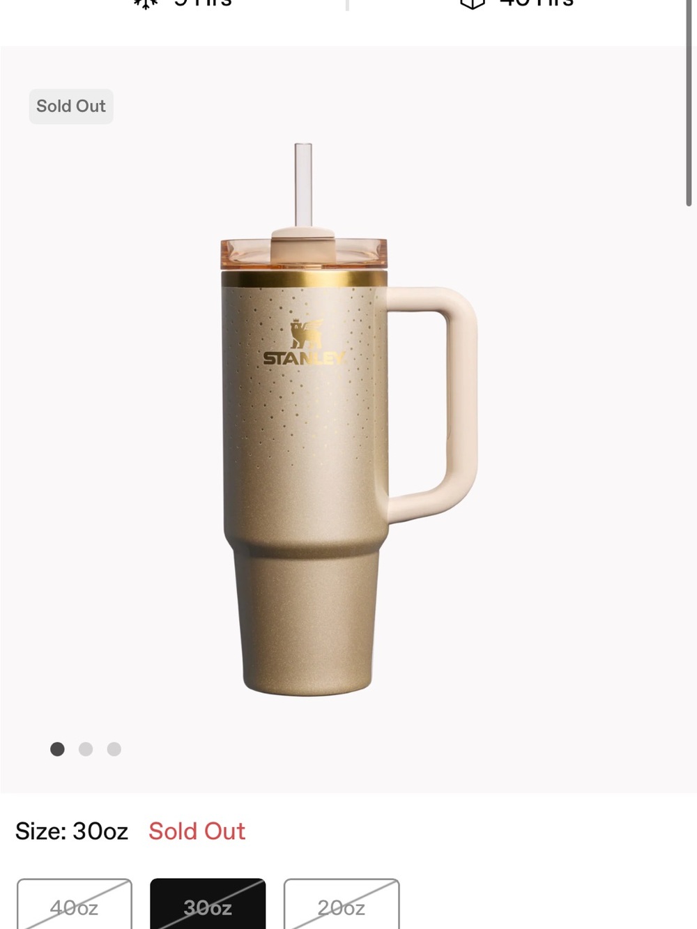 Stanley Metallic Gold 30oz Travel Mug with Handle & Straw Prosecco shimmer